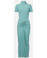Alaïa - Ruched Jersey Maxi Dress - Lyst