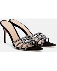 Gianvito Rossi - Elizabeth Crystal-Embellished Suede Mules - Lyst