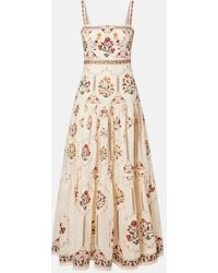 Agua Bendita - Floral Linen Maxi Dress - Lyst