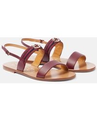 Gucci - Interlocking G Web Stripe Leather Sandals - Lyst