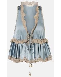 Chloé - Top De Saten De Seda Con Encaje - Lyst