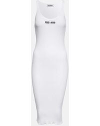 Miu Miu - Logo Cotton Jersey Midi Dress - Lyst