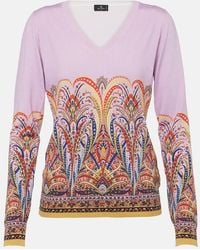 Etro - Printed Silk-Blend Sweater - Lyst