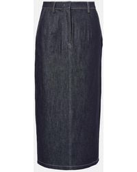 Co. - Cotton Denim Pencil Midi Skirt - Lyst