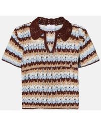 Anna Kosturova - Crochet Striped Cotton Polo Shirt - Lyst