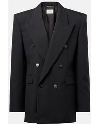 Saint Laurent - Double-Breasted Wool Canvas Blazer - Lyst