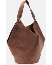KHAITE - Lotus Medium Suede Tote Bag - Lyst