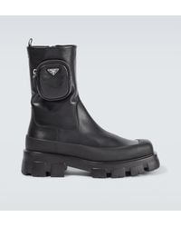 Prada - Cobblestone Leather Combat Boots - Men's - Calf Leather/rubber - Lyst