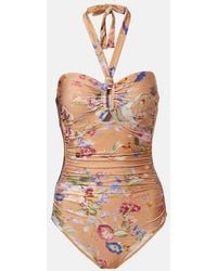 Zimmermann - Patience Floral Halterneck Swimsuit - Lyst