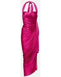 Balmain - Midikleid Aus Satin - Lyst