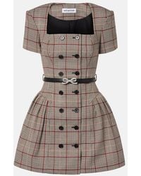 Self-Portrait - Houndstooth Wool-Blend Twill Minidress - Lyst
