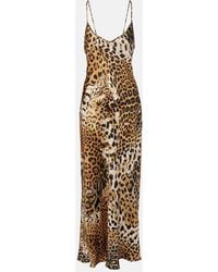 Roberto Cavalli - Printed Silk Satin Slip Dress - Lyst