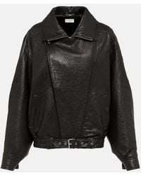 Saint Laurent - Oversize-Bomberjacke Aus Leder - Lyst