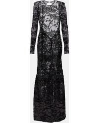 Victoria Beckham - Robe Longue En Dentelle A Sequins - Lyst