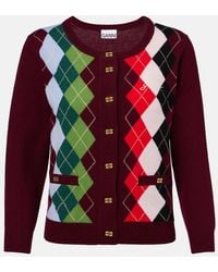 Ganni - Check Cardigan - Lyst