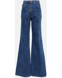 Etro - Printed High-rise Flared Jeans - Lyst