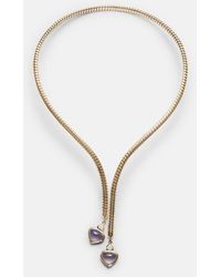 Marina B - Halskette Trisolina Aus 18Kt Gelbgold Mit Diamanten Und Chalcedon - Lyst