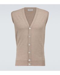 John Smedley Stavely Knitted Wool Vest - Natural