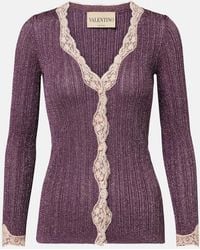 Valentino - Lace-Trimmed Cardigan - Lyst