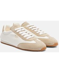 Prada - Suede-Trimmed Leather Sneakers - Lyst