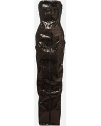 Rick Owens - Sequined Denim Bustier Gown - Lyst