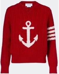 Thom Browne - 4-Bar Cable-Knit Virgin Wool Sweater - Lyst