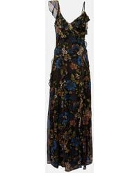 Veronica Beard - Vestido Largo Madeline De Seda Floral Con Volantes - Lyst