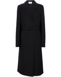 Valentino Belted Virgin Wool Coat - Black