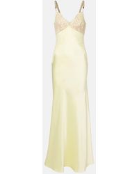 Self-Portrait - X Christopher Kane Lace-Trimmed Satin Maxi Dress - Lyst