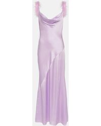Self-Portrait - Feather-trimmed Silk Gown - Lyst