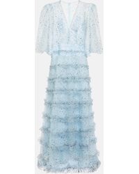 Costarellos Lucia Embellished Tulle Gown - Blue