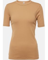 Totême - Ribbed-knit Cotton-blend T-shirt - Lyst