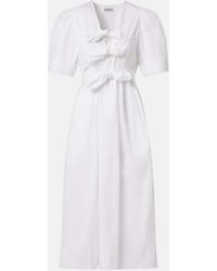 Ganni - Vestido Midi De Mezcla De Algodon Con Lazos - Lyst