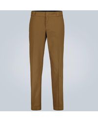 Prada - Stretch-cotton Pants With Logo - Lyst
