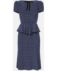 Alessandra Rich - Polka-Dot Silk Midi Dress - Lyst
