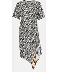 Dries Van Noten - Printed Asymmetric Midi Dress - Lyst