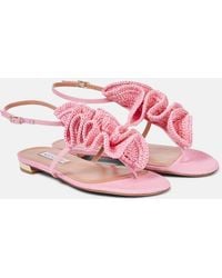 Aquazzura - Noches Tropicales Raffia Thong Sandals - Lyst