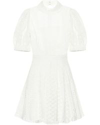 Self-Portrait Minikleid aus Lochspitze - Weiß