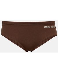 Miu Miu - Slip bikini con logo - Lyst