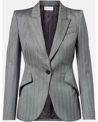 McQueen - Herringbone Pinstripe Wool Blazer - Lyst