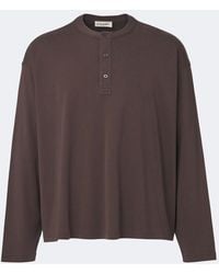 FRAME - Cotton Jersey Henley Shirt - Lyst