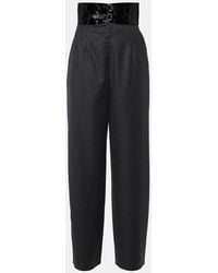 Alaïa - High-Rise Virgin Wool Straight Pants - Lyst