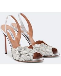 Aquazzura - Ce Soir Metallic Leather Slingback Sandals - Lyst
