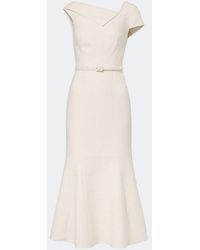 Roland Mouret - Belted Asymmetric Boucle Cocktail Dress - Lyst