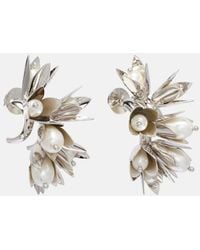 Simone Rocha - Floral Faux Pearls Hoop Earrings - Lyst