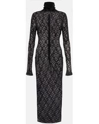 Dolce & Gabbana - Logo Open-knit Cotton-blend Midi Dress - Lyst