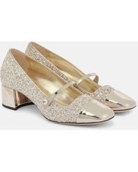 Jimmy Choo - Elisa 45 Glitter And Leather Pumps - Lyst