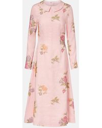 Markarian - Floral Linen Midi Dress - Lyst