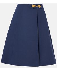 Valentino - Virgin Wool Crepe Midi Skirt - Lyst