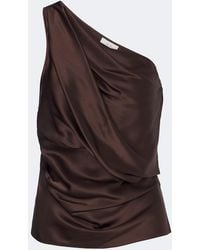 The Sei - Draped One-Shoulder Silk Satin Top - Lyst